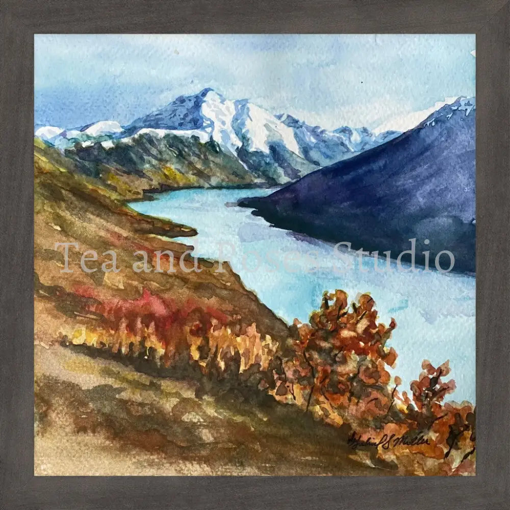 Print of ’April Sweetness’ By Gabriel Miller ’April Sweetness’ 10x10 Fine Art Print of Eklutna Lake - Grey Frame Fine