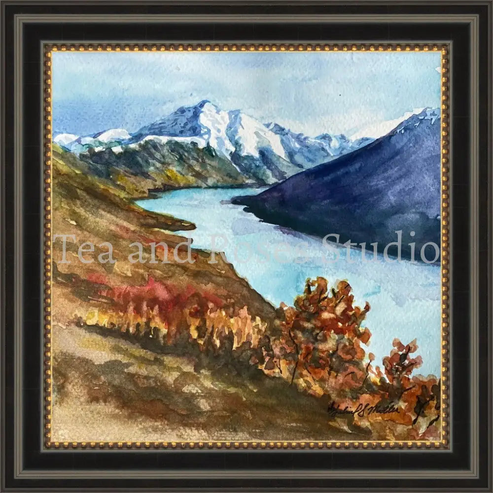 Print of ’April Sweetness’ By Gabriel Miller ’April Sweetness’ 12x12 Fine Art Print of Eklutna Lake - Black and Gold