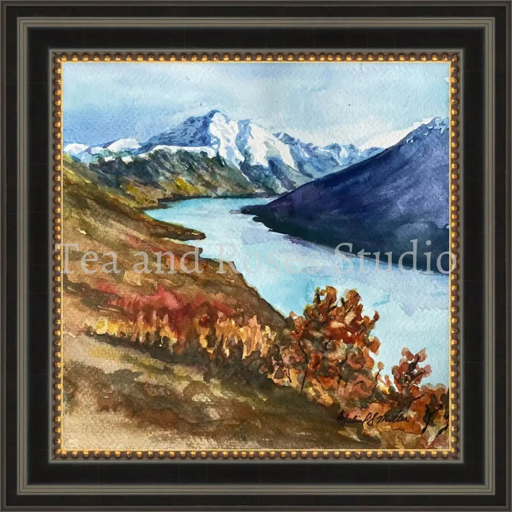 Print of ’April Sweetness’ By Gabriel Miller ’April Sweetness’ 10x10 Fine Art Print of Eklutna Lake - Black and Gold