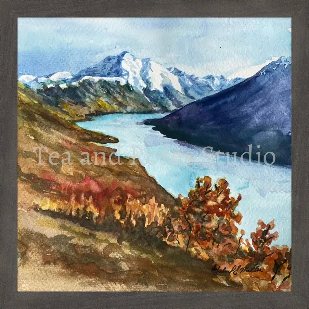 Print of ’April Sweetness’ By Gabriel Miller ’April Sweetness’ 12x12 Fine Art Print of Eklutna Lake - Grey Frame Fine