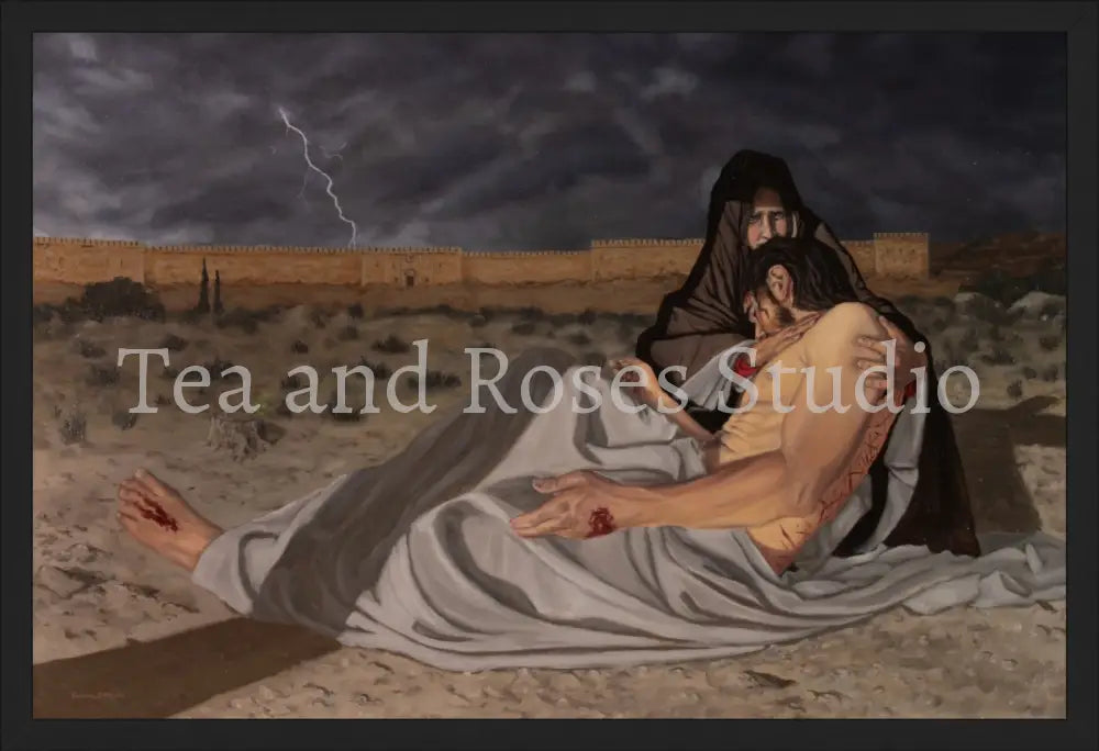 Print of ’The Pieta’ by Gabriel Miller ’The Pieta’ 16x24 Fine Art Print - Black Frame Fine Art