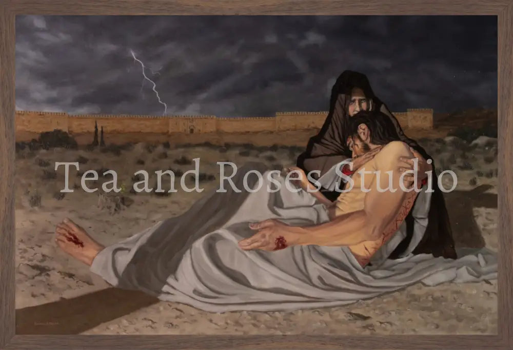 Print of ’The Pieta’ by Gabriel Miller ’The Pieta’ 16x24 Fine Art Print - Wooden Frame Fine Art