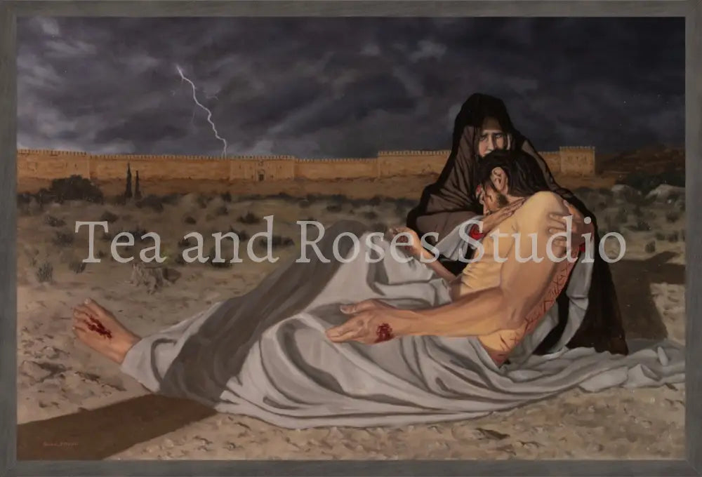 Print of ’The Pieta’ by Gabriel Miller ’The Pieta’ 20x30 Fine Art Print - Grey Frame Fine Art