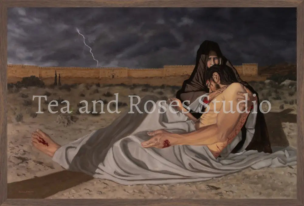 Print of ’The Pieta’ by Gabriel Miller ’The Pieta’ 20x30 Fine Art Print - Wooden Frame Fine Art