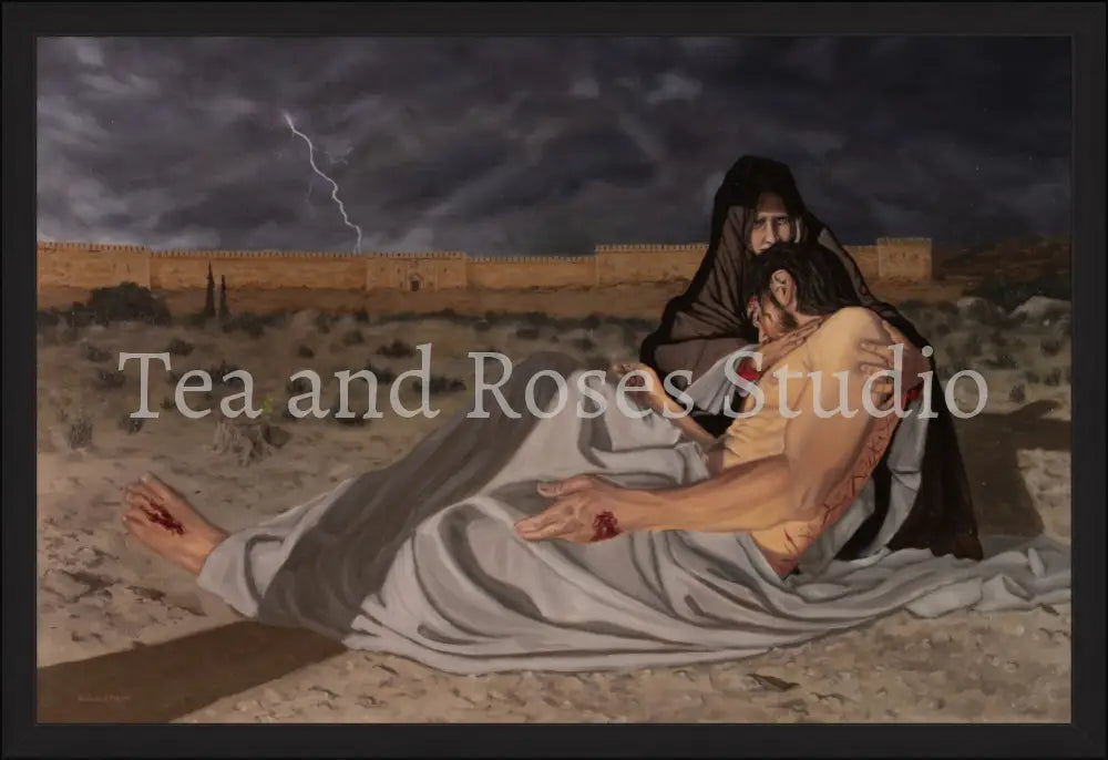 Print of ’The Pieta’ by Gabriel Miller ’The Pieta’ 24x36 Fine Art Print - Black Frame Fine Art
