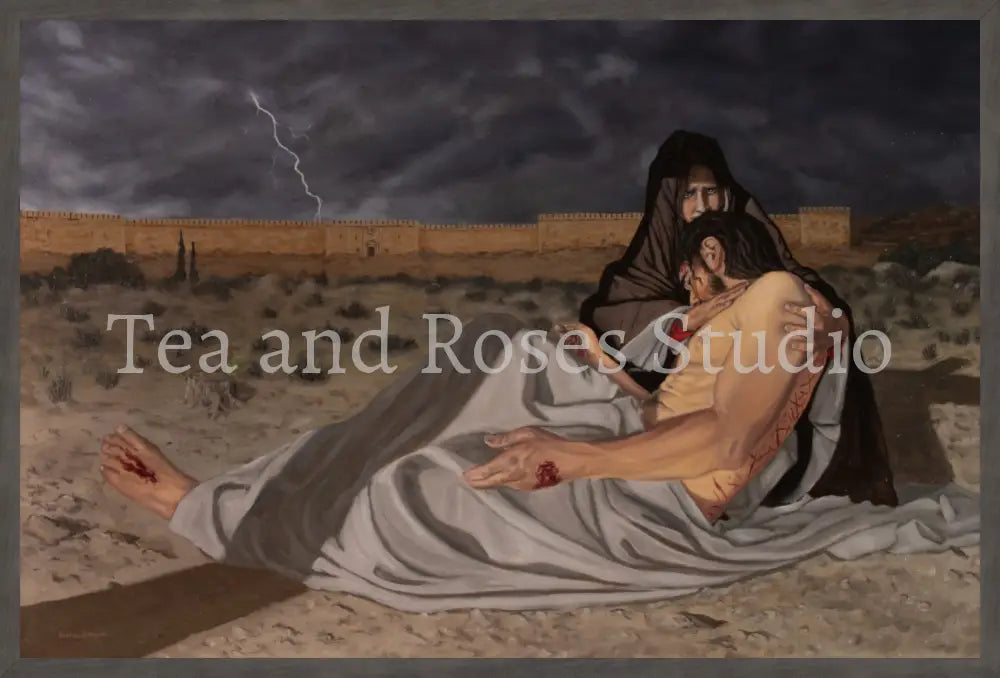 Print of ’The Pieta’ by Gabriel Miller ’The Pieta’ 24x36 Fine Art Print - Grey Frame Fine Art