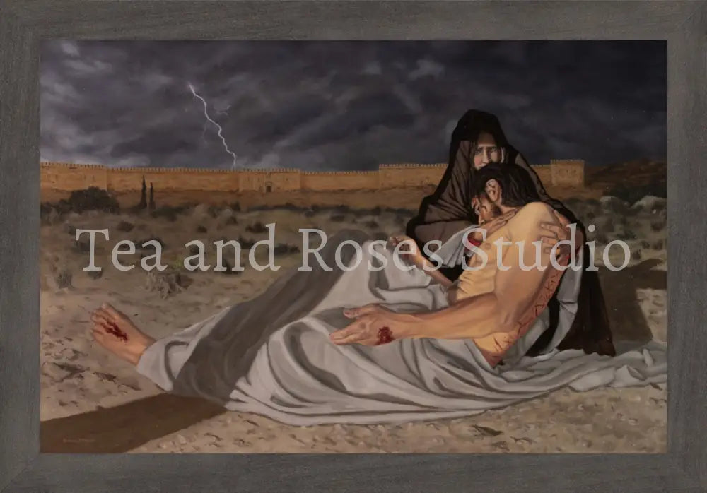 Print of ’The Pieta’ by Gabriel Miller ’The Pieta’ 8x12 Fine Art Print - Grey Frame Fine Art