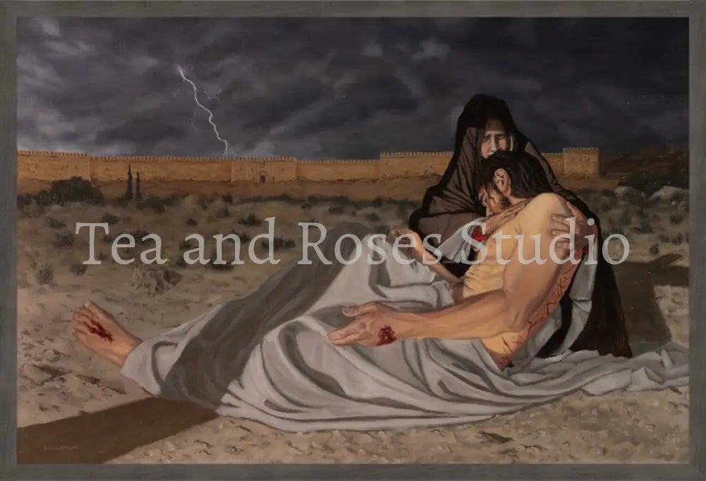 Print of ’The Pieta’ by Gabriel Miller ’The Pieta’ 20x30 Fine Art Print - Grey Frame Fine Art
