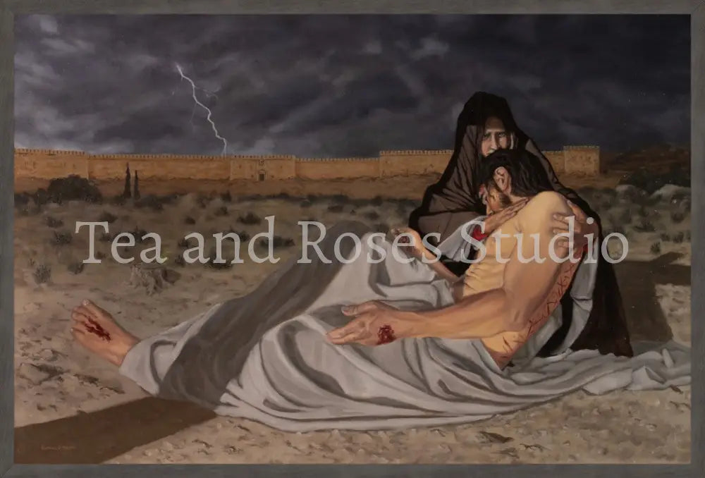 Print of ’The Pieta’ by Gabriel Miller ’The Pieta’ 24x36 Fine Art Print - Grey Frame Fine Art
