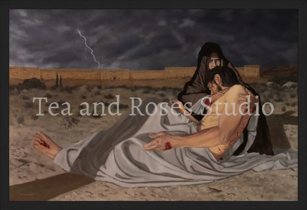 Print of ’The Pieta’ by Gabriel Miller ’The Pieta’ 16x24 Fine Art Print - Black Frame Fine Art