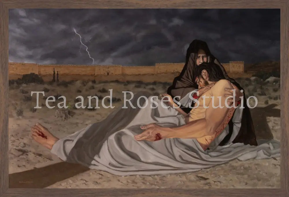 Print of ’The Pieta’ by Gabriel Miller ’The Pieta’ 16x24 Fine Art Print - Wooden Frame Fine Art