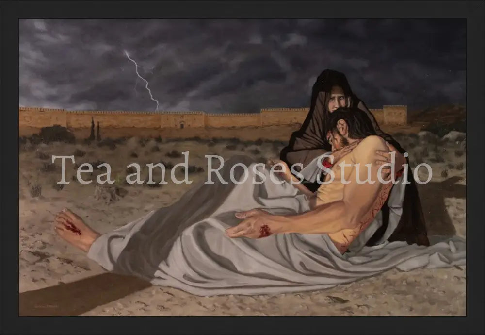 Print of ’The Pieta’ by Gabriel Miller ’The Pieta’ 12x18 Fine Art Print - Black Frame Fine Art