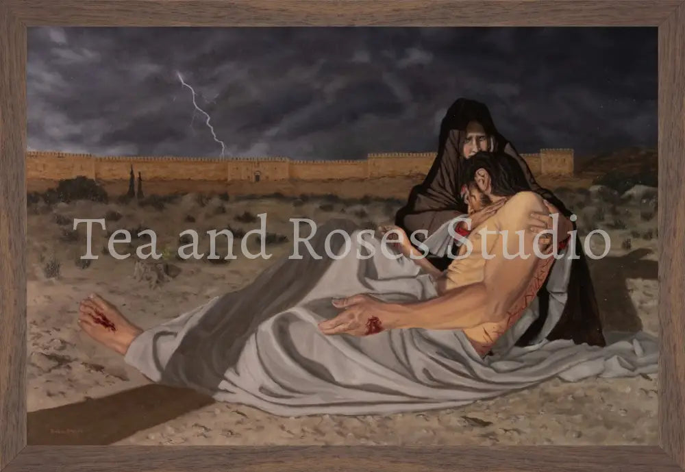 Print of ’The Pieta’ by Gabriel Miller ’The Pieta’ 12x18 Fine Art Print - Wooden Frame Fine Art